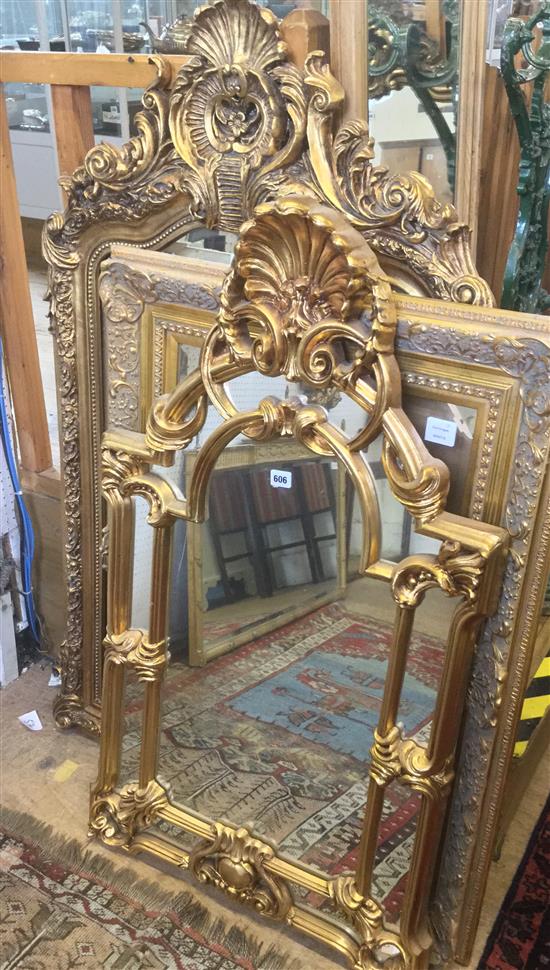 Three modern gilt wall mirrors